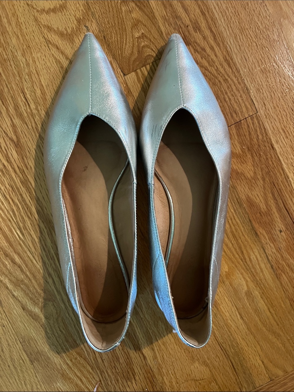 Tony Bianco Iridescent Silver Pointed-Toe Flats